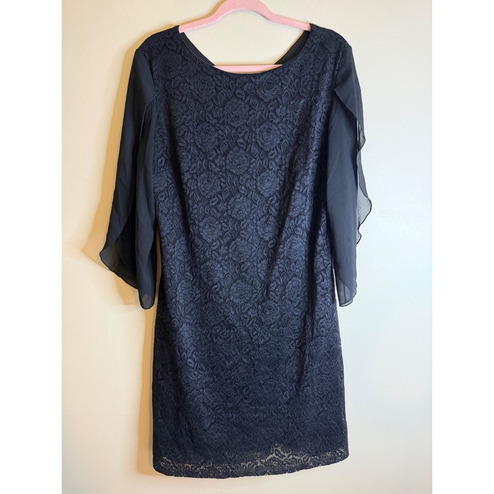 Grace Karin Black Mini Dress Sz L 3/4 Split Sleeve Goth Classic Cocktail Career